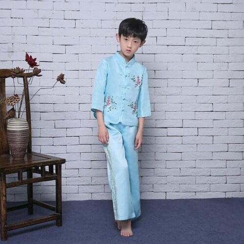 Children Ancient Chinese Costume Hanfu Tang Dynasty Clothing for Children Traditional Hanfu Costume Performance Top + Pants