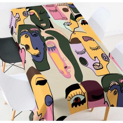 Home Abstract Character Printing Tablecloth for Table Party Decoration Rectangular Waterproof Dining Table Nappe De Table Tapete