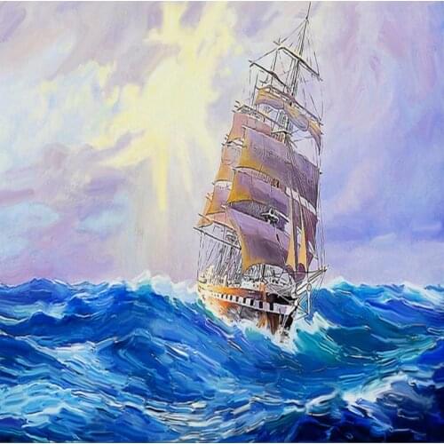Drop Shipping Photo Wallpaper 3D Stereo Wallpaper Sea Sailboat Painting TV Wall Custom Wallpaper Lobby Studio Living Room Mural