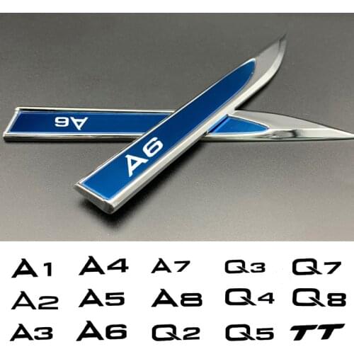 2PCS 3D Metal Emblem Badge Car Body Side Decoration Sticker For audi A1 A2 A3 A4 A5 A6 A7 A8 Q3 Q4 Q5 Q7 Q8 TT car accessories