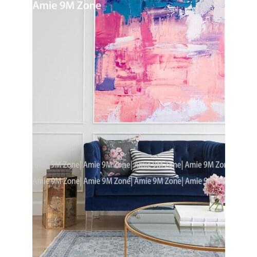 Tuya Art bright pink and blue abstract hand painted art wallpape wall decor for home living room wall-paper