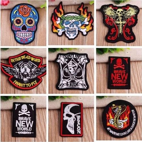Individuality creativity High Quality skull series Patches Iron On Army Badges for Clothes Bags Jeans children Appliques
