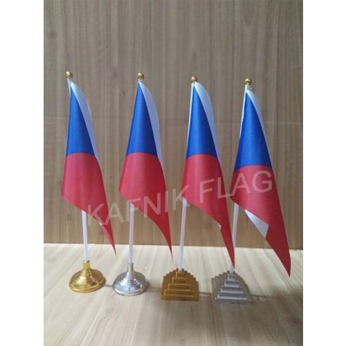 KAFNIK,5/10pcs a lot Czech Republic table desk flag banner 14*21cm flag /Plastic flags or suction cups for your choice