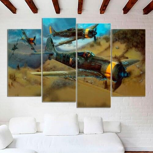 Canvas Prints Painting Wall Art Poster 4 Pcs aviation airplane Fw 190 Modern For Living Room Home Decor Modular Picture