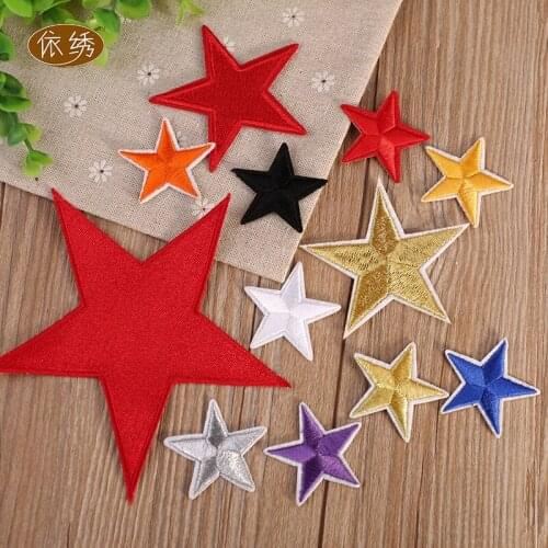 Small five-pointed star multicolor embroidery patch applique applique hat down clothes jeans decoration patch hole stickers