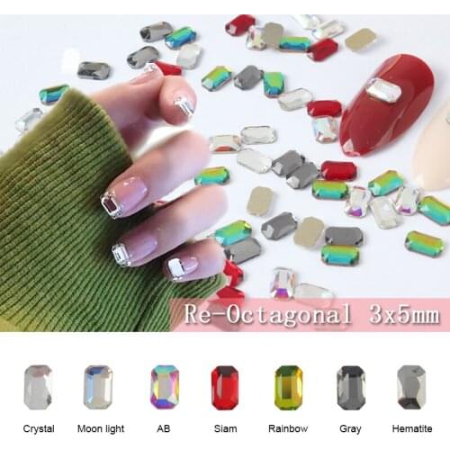 The New Mini FlatBack Crystal 3x5mm Re-Octagonal Nail Rhinestones Stones For Nail Art Decoration Accessories 30pcs/100pcs
