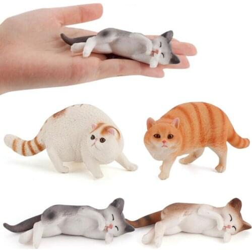 Simulation Animal Model Girls Boys Children Toys Cute Solid Persian Cat Garfield Car Ornaments Kids Toy Learning Education Gift