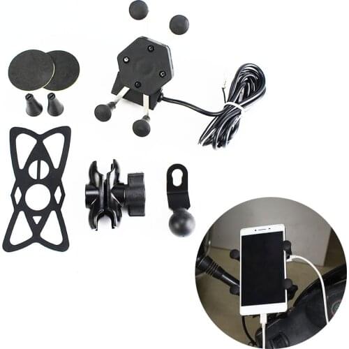 Motorcycle X Grip Phones GPS Holder Bicycle GPS Mobile Phone USB Charger Stand Bracket