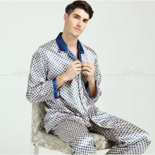 Mens Silk Satin Pajamas Set Pajama Pyjamas Set Sleepwear Loungewear M,L,XL,XXL,3XL