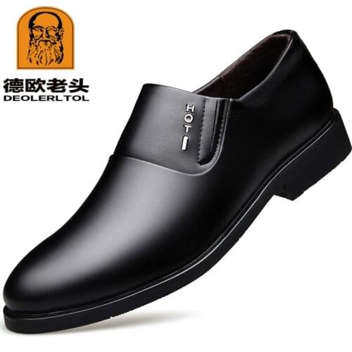2020 Spring Mens Quality PU Leather Shoes Black Man Dress Shoes 38-44 Man Office Leather Shoes