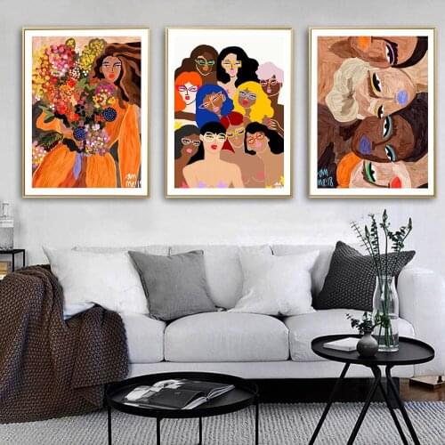 Wall Art Minimalist Personality Woman Multicolored Posters Prints Canvas Painting Pictures Nordic Landscape Modern Home Decor