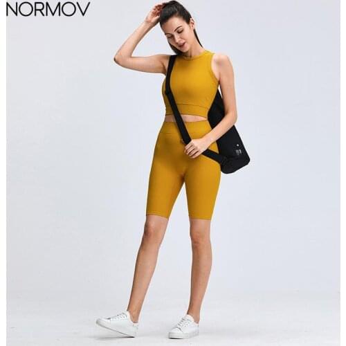 Normov Peach Buttocks High waist Tight-Fitting Slim Pants Nude Feeling Running Sports Hip-Lifting Yoga Sportswear Two-Piece Set