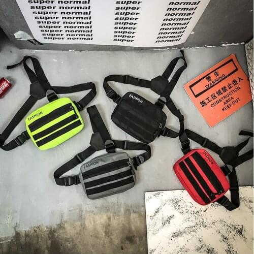New Tactical Vest Waist Bag Unisex Canvas Waist Bag Fashion Hip Hop Street Wear Functional Tactical Chest Bag