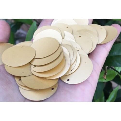 Sewing supplies DIY matte sequins 25MM round edge hole sequins matte light gold slice dance dress material