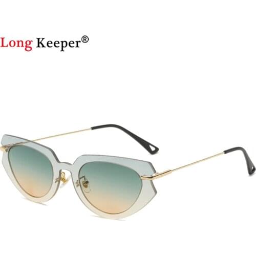 Small Cat Eye Sunglasses Women Fashion Gradient Lens Alloy Cateye Vintage Sun Glasses Men Shades Retro One Piece Oculos UV400