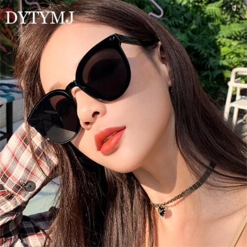 DYTYMJ Vintage Cat Eye Sunglasses Women Big Frame Round Sun Glasses Transparent Candy Colors Pink Shades for Women Oculos De Sol