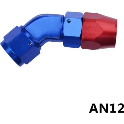 SPEEDWOW Universal AN12 Enforced Fittings Aluminum Anoized Alloy Oil Cooler Fittings 0 45 90 Degree Adapter Hose End Red-blue