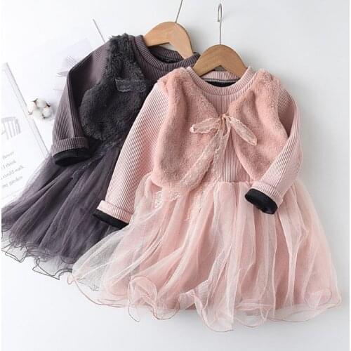 Knitted Girls Dress Winter Princess Costume Long Sleeve Autumn Tutu Dress Girls Frocks Dress Kids Children Casual Wear
