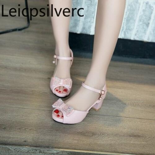 Womens Sandals Summer New Style Fashion Buckle Fish Mouth Open Toe Thick Heel Mid Heel Womens Shoe Plus Size 32-43