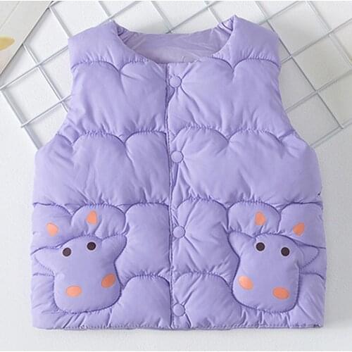 Winter New Childrens Vest Cartoon Calf Thickened Single-Breasted Vest For Boys And Girls 2-6 Years Old