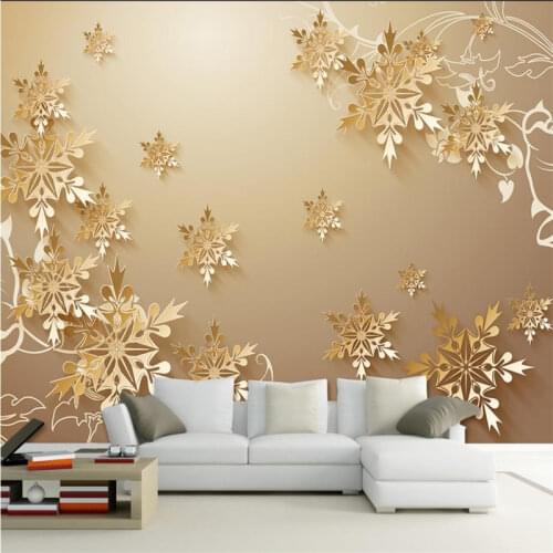 Golden snowflakes 3D room wallpaper beautiful bedroom wallpaper custom non-woven decor wallpaper