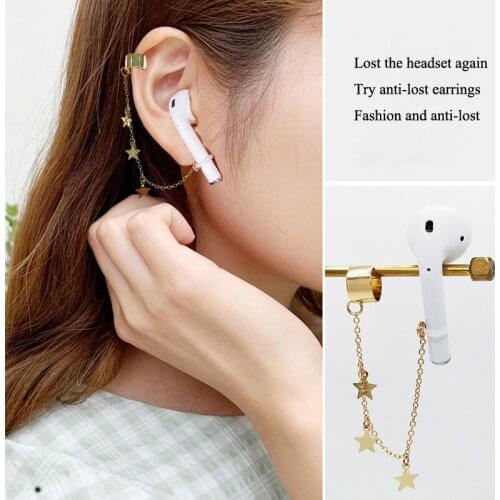 1 Pair Headphones Anti-lost Heart Drop Earrings For Women Gift Jewelry Bluetooth Headphones Fixed Star Beads Long Tassel Earring