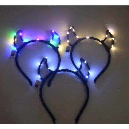 20pcs LED Flashing Luminous Demon Devil Ear Costume Headband Headdress Halloween Fancy Dress Ball Wedding Birthday Gift