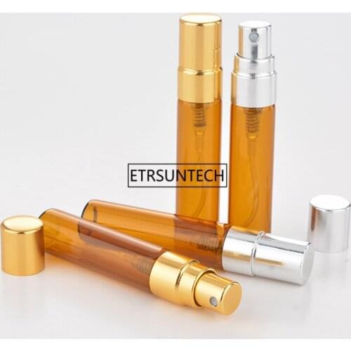 200pcs 5ml amber Empty Refillable Bottle Portable Mini Travel Size Cosmetics Container Perfume lotion Spray Atomizer F3045