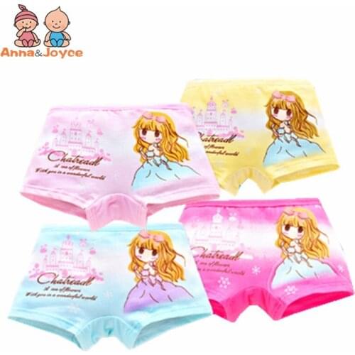 4pcs/lot Childrens Underwear Girls Flat Pants Boxer Cotton Cartoon Bow Underwear TNN0163