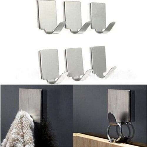6PCS Stainless Steel Adhesive Kitchen Wall Door Stick Hook Hanger Key Holder Wall Organizador Scissors Cooking Tool Key Hanger