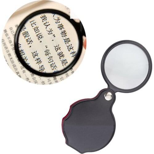 8x Mini Magnifier Foldable Leather Case Pocket Magnifier Portable 50mm Jewelry Reading Magnifying Glass Loupe with Handle
