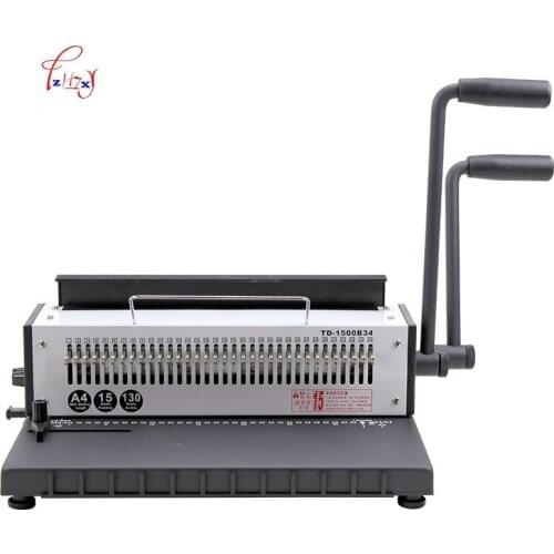 A4 Manual Wire binding machine 34 Holes 4X4mm 3:1 Metal Spiral Wire Spool Binding Machine A4 Binder Puncher machine TD-1500B34