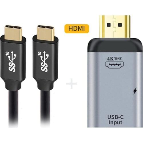 CY 100W 10Gbps Cable & USB-C Type C Female Source to HDMI Sink HDTV & PD Power Adapter 4K 60hz 1080p for Phone & Laptop