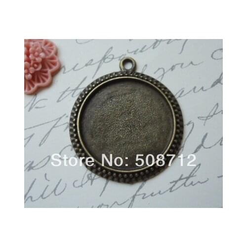 Free Ship!!! 50pcs -Antique Bronze Pendant Tray Blanks 1 inch - 25 mm Round Cabochon Settings