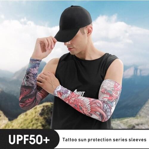 1 Pair Tattoo Sleeve Cover Cool Flower Seamless Breathable Ice Silk Arm Sleeve Riding Leisure Fishing Outdoor Sport