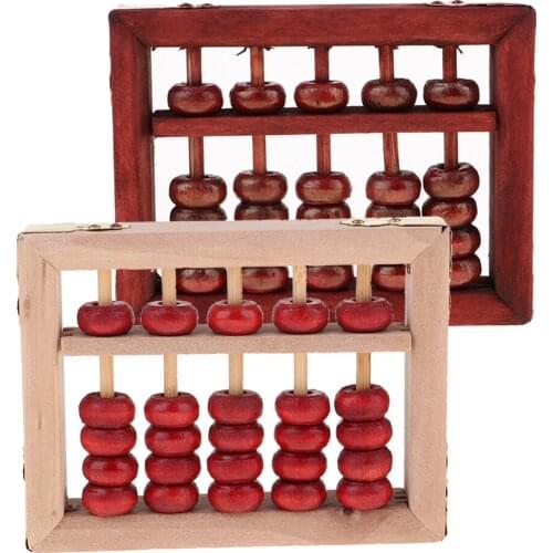 Wooden Chinese Bead Abacus 5 Digits Tool Arithmetic Classic Counting Collectable Kids Math Learn Aid Caculating Toys Gifts