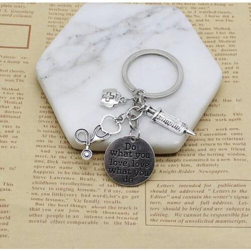 Estetoscopio caja médica dijes llavero mujeres hombres enfermera Doctor graduación llavero bolsa billetera coche llavero regalo