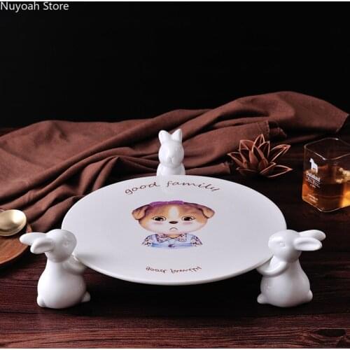 Ceramic Rabbit Cake Tray Dessert Stand Decoration Tray Fruit Tray Living Room Dining Table Display Tray Home Storage Tray