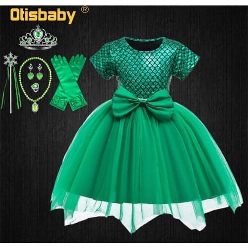 Halloween The Little Mermaid Costume Infant Girls Green Fluffy Tulle Tutu Dress Baby Girls Fancy Ariel Dress Fantasia Infantil