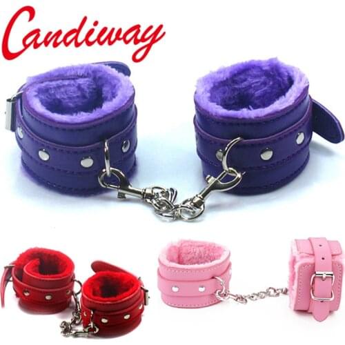 BDSM Leather Hand Ring Handcuff Ankle-cuffs Restraint Bondage gear Fetish Cosplay cop Wrist sex toy for couple slave rule play