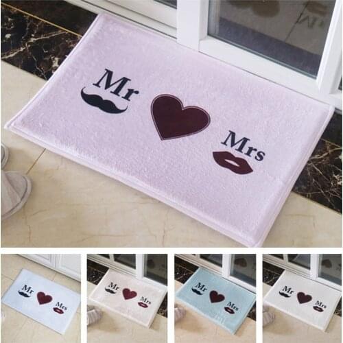 Kitchen Floor Mats Anti-slip Bathroom Doormats Mr Mrs Heart Kitchen Carpets Door Mats for Living Room Wedding Entrance Mats