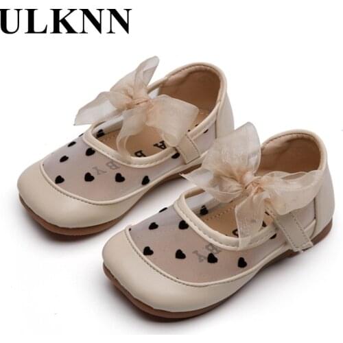 ULKNN Summer Leather Shoes Childrens Fashion Princes White Kids Girls Cute Mesh Bow Soft Sole Pinik Baby Sandals Toddlers Pu