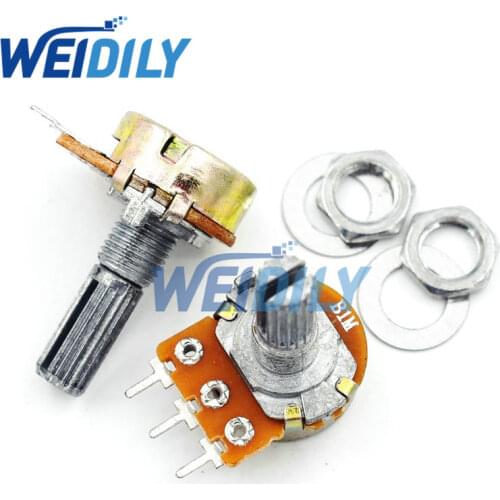5PCS/LOT 20mm Shaft WH148 B1M 1M Linear Potentiometer With Nuts And Washers 3pin Single Joint