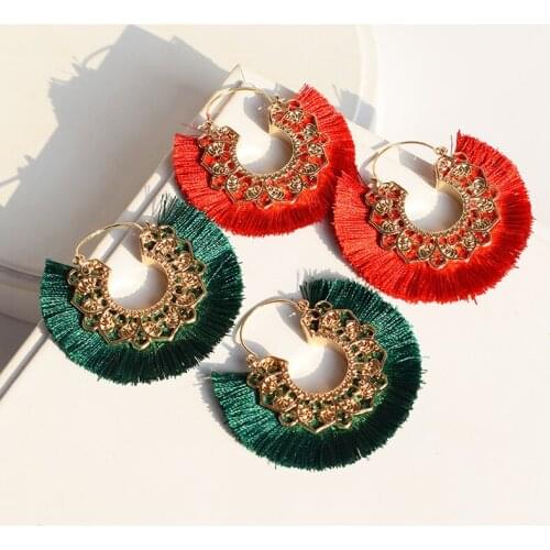 Handmade Fanshaped Flower Tassel Earrings Fashion Jewelry 2020 Long Big Dangle Earrings Moda Mujer Ohrringe Brincos Party Gift