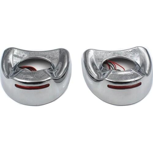 Motorcycle Fairing Mount Mirrors White LED Light Cover Cap For Harley Electra Glide Tri-Glides FLHX