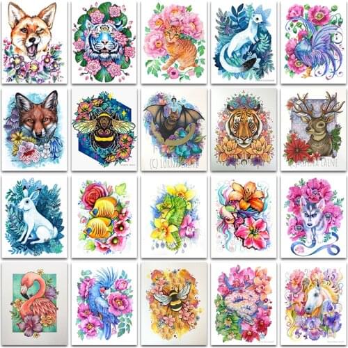 5D Diamond Painting Kit Paint Animals Horse Tiger Flamingo Cat Wolf owl Fox butterfly Elephant embroidery mosaic Cross stitch