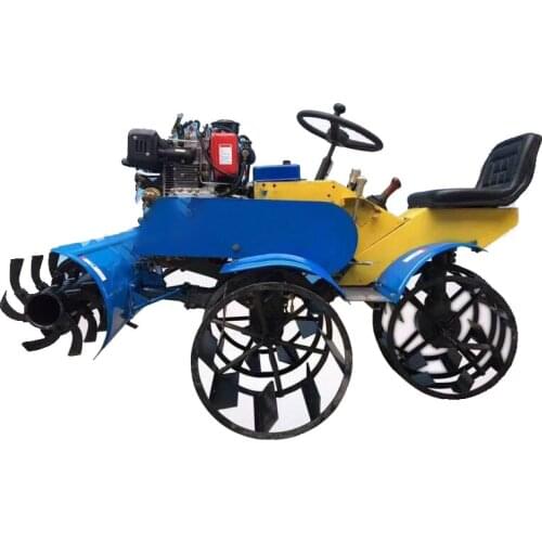 The new diesel paddy field rotary cultivator farming machine agricultural water and drought dual-use four-wheel micro-tiller