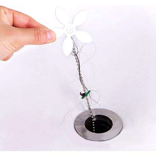 Sewer Hair Cleaner Small Flower Chain Kitchen Cleaning Hook Article Bathroom Anti-Blocking Drainage Facility прочистка засоров