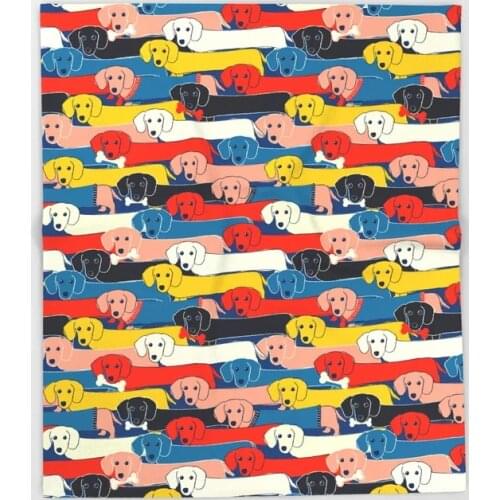 Dachshund Cartoon Throws for Sofa Cute Kids Design Colored DOGS PATTERN Blankets Christmas Decorations for Home Custom Blanket