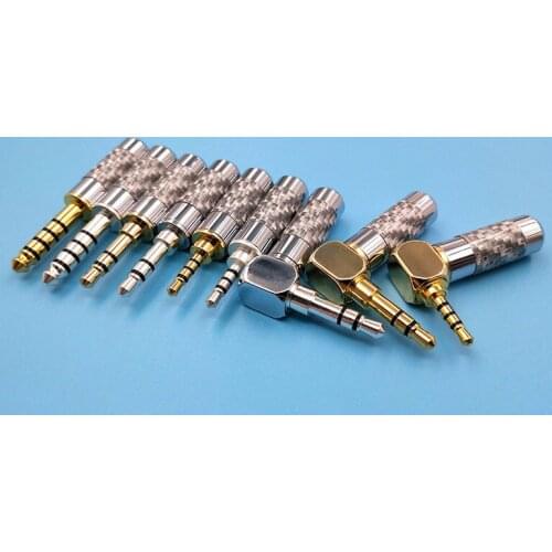 2.5mm 3.5mm 4.4mm Carbon fiber gold plated/silver plated plug 5pcs